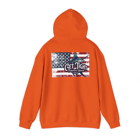 Get Tight Fishing Gear Hoodie - Unisex Heavy Blend™ Sweatshirt with American Flag Design - Get Tight Gear