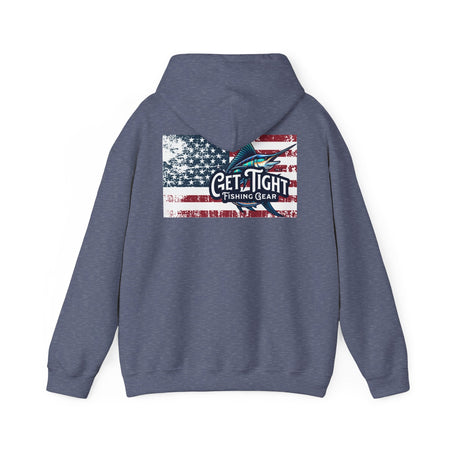 Get Tight Fishing Gear Hoodie - Unisex Heavy Blend™ Sweatshirt with American Flag Design - Get Tight Gear