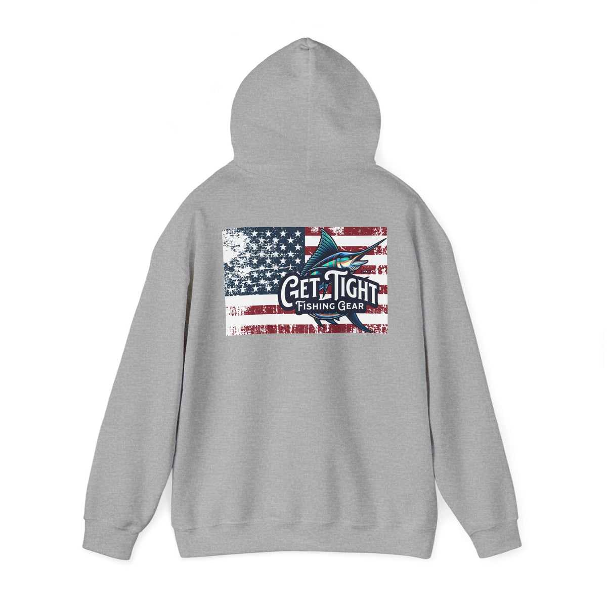 Get Tight Fishing Gear Hoodie - Unisex Heavy Blend™ Sweatshirt with American Flag Design - Get Tight Gear