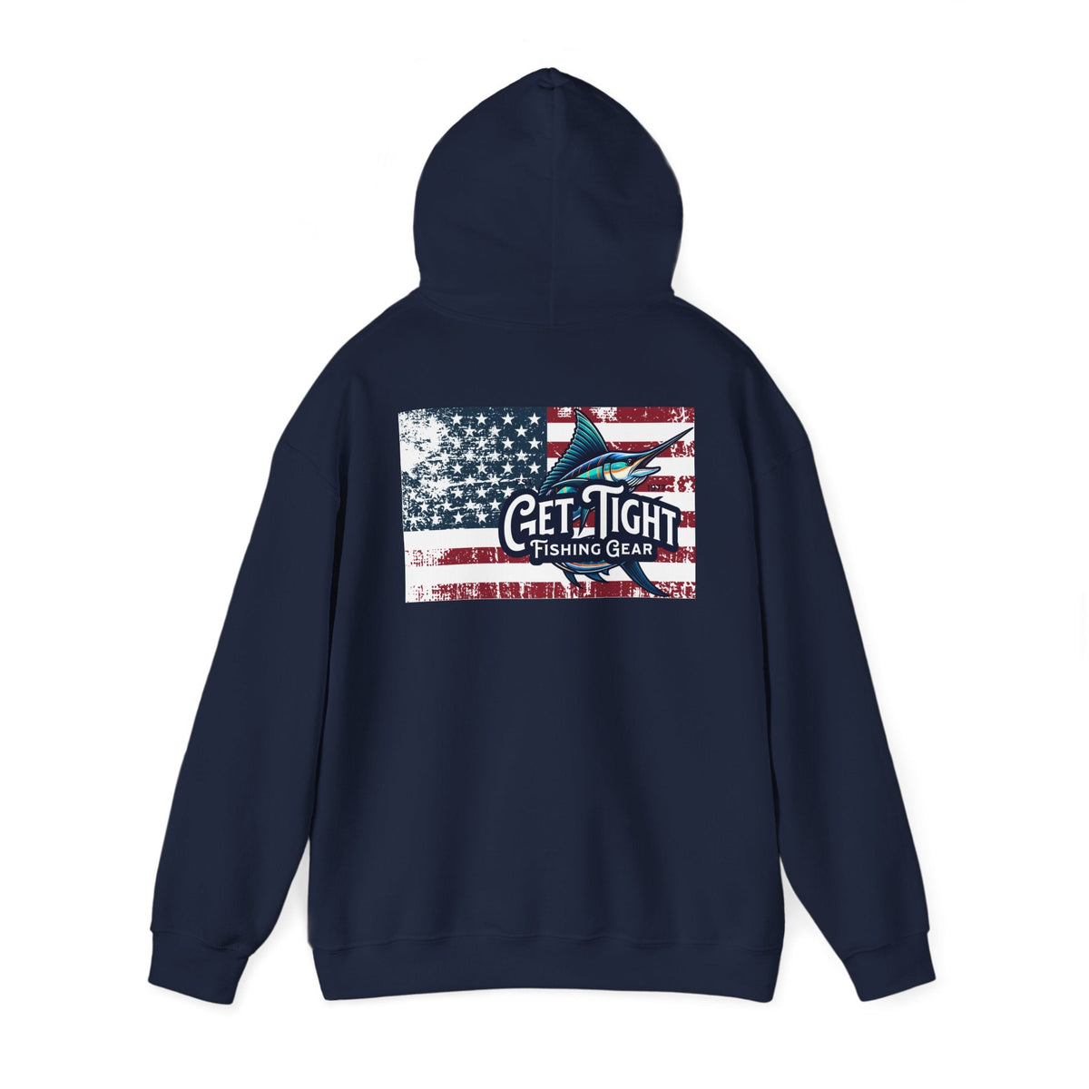 Get Tight Fishing Gear Hoodie - Unisex Heavy Blend™ Sweatshirt with American Flag Design - Get Tight Gear