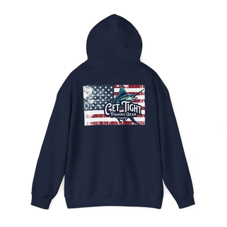 Get Tight Fishing Gear Hoodie - Unisex Heavy Blend™ Sweatshirt with American Flag Design - Get Tight Gear