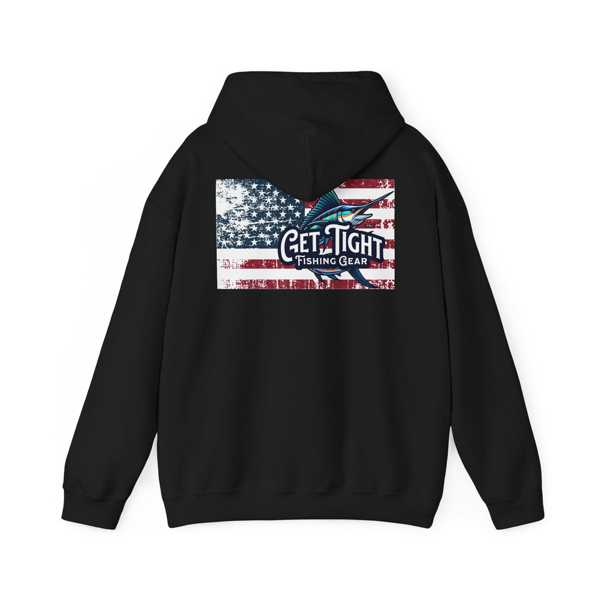 Get Tight Fishing Gear Hoodie - Unisex Heavy Blend™ Sweatshirt with American Flag Design - Get Tight Gear