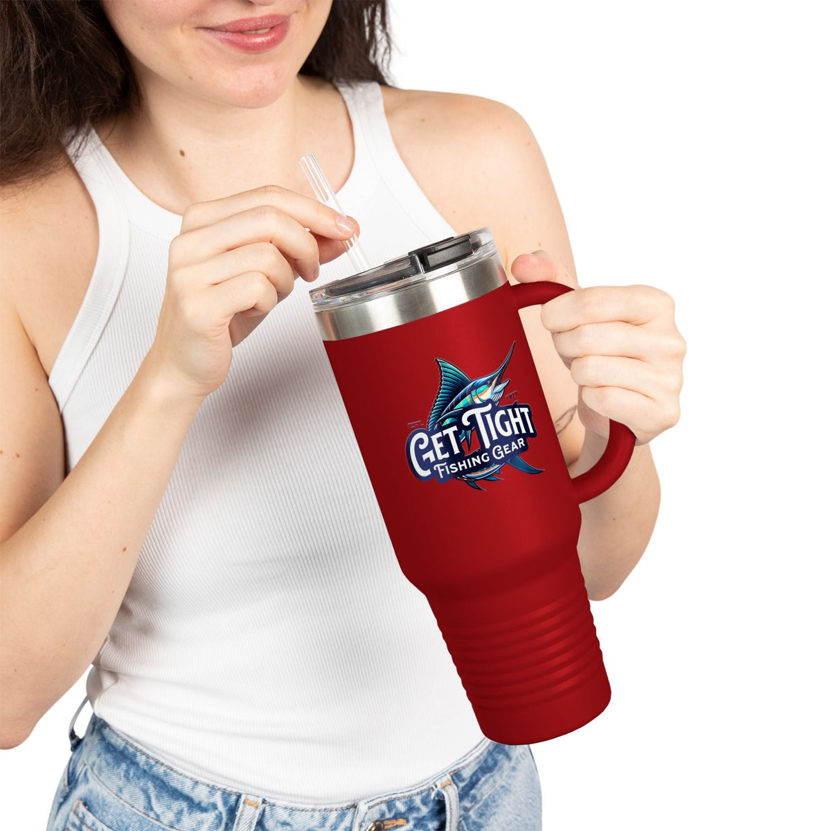Get Tight Fishing Gear Insulated Travel Mug - 40oz with Straw - Get Tight Gear