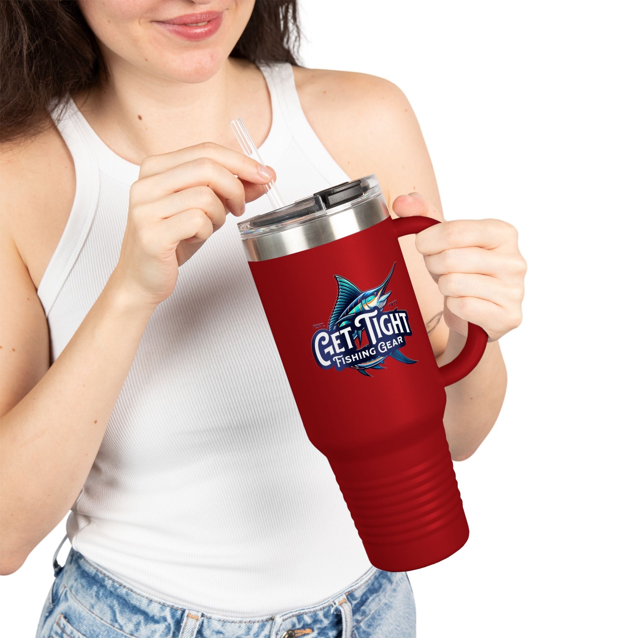 Get Tight Fishing Gear Insulated Travel Mug - 40oz with Straw - Get Tight Gear