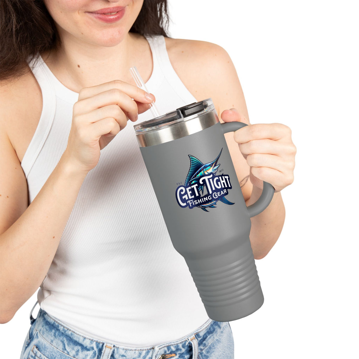 Get Tight Fishing Gear Insulated Travel Mug - 40oz with Straw - Get Tight Gear