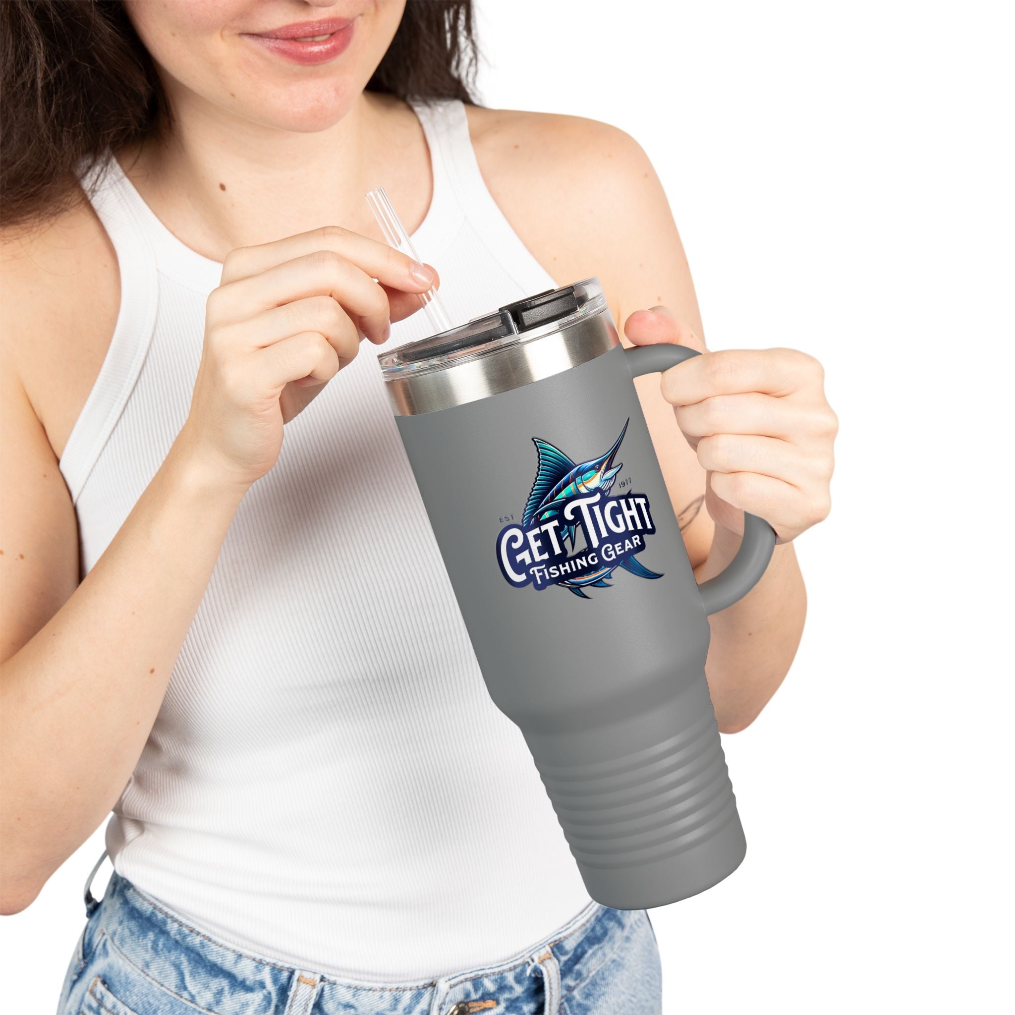 Get Tight Fishing Gear Insulated Travel Mug - 40oz with Straw - Get Tight Gear
