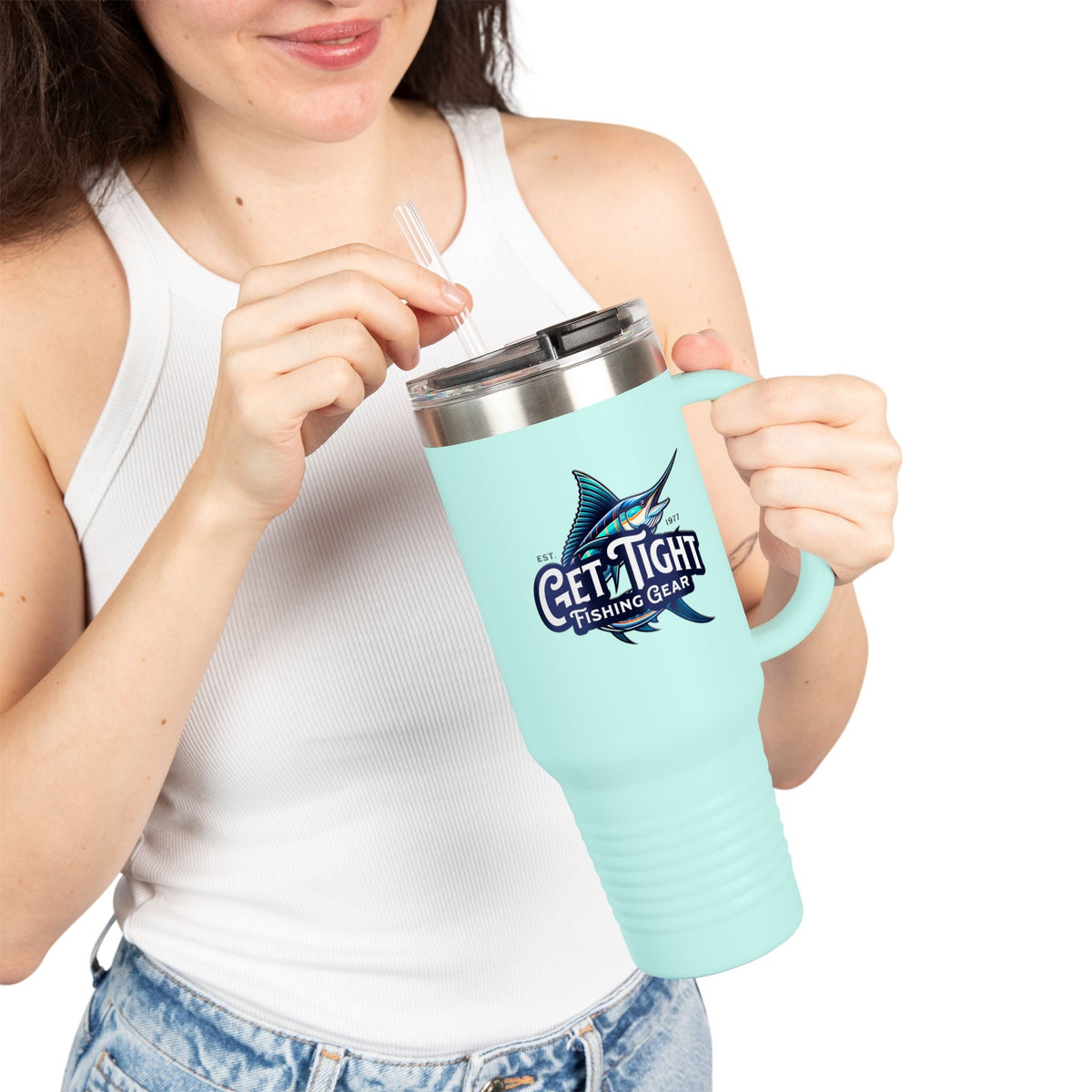 Get Tight Fishing Gear Insulated Travel Mug - 40oz with Straw - Get Tight Gear