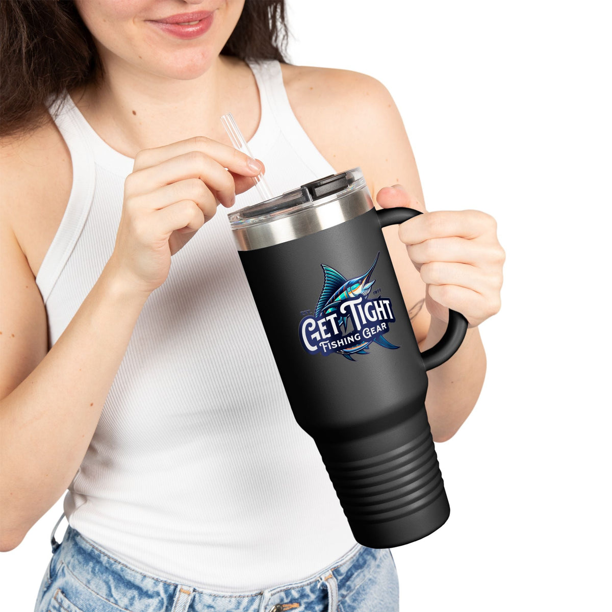 Get Tight Fishing Gear Insulated Travel Mug - 40oz with Straw - Get Tight Gear