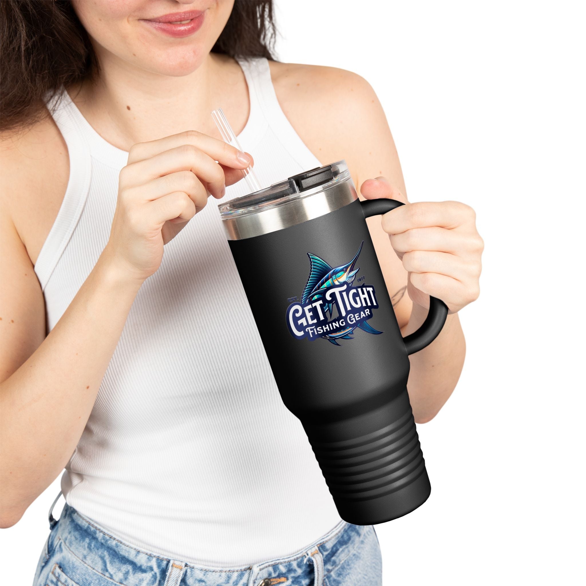 Get Tight Fishing Gear Insulated Travel Mug - 40oz with Straw - Get Tight Gear