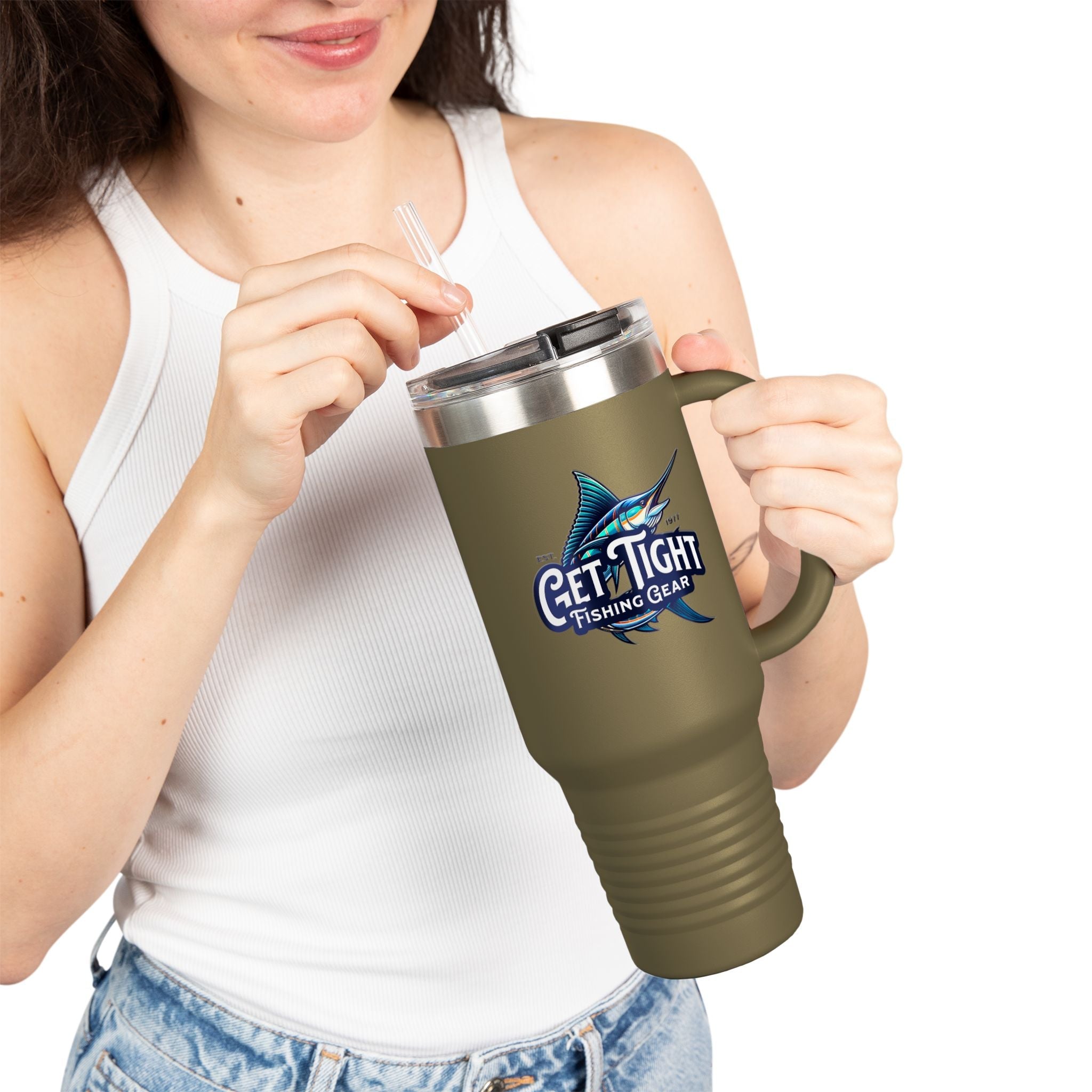 Get Tight Fishing Gear Insulated Travel Mug - 40oz with Straw - Get Tight Gear