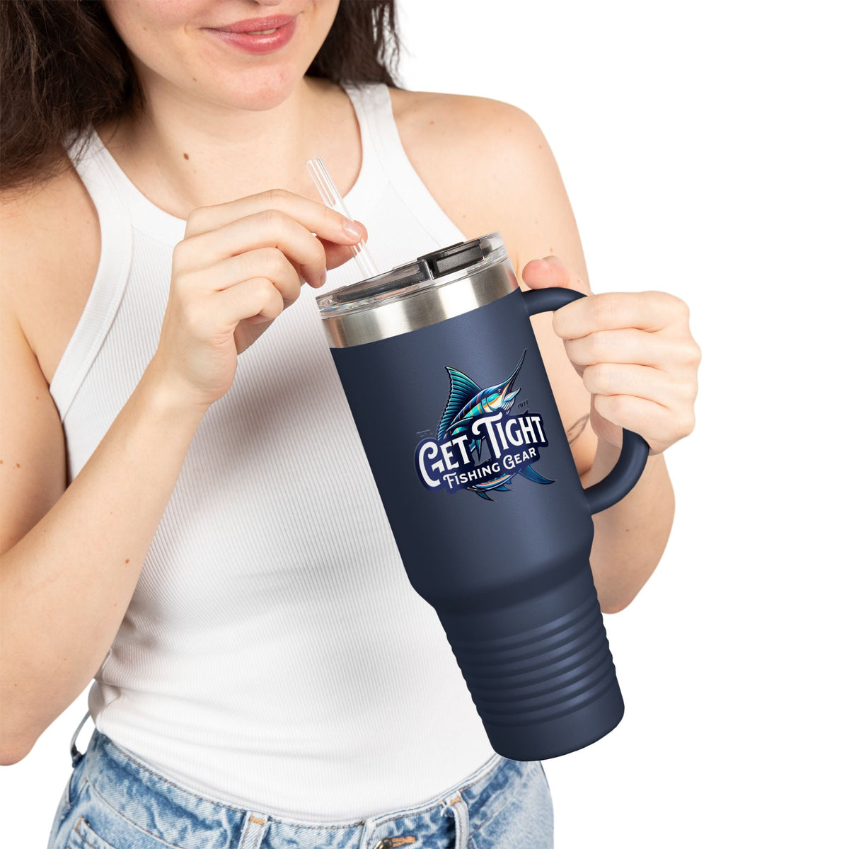 Get Tight Fishing Gear Insulated Travel Mug - 40oz with Straw - Get Tight Gear