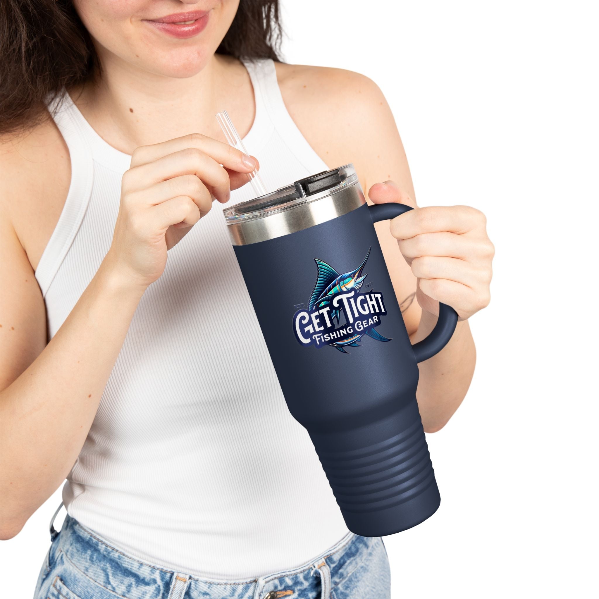 Get Tight Fishing Gear Insulated Travel Mug - 40oz with Straw - Get Tight Gear