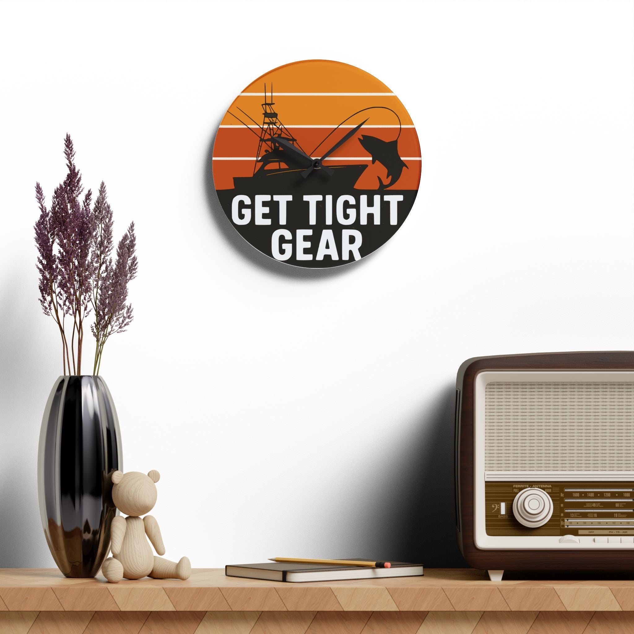 Get Tight Gear Acrylic Wall Clock - Home Decor, Gift for, Wall Art, Modern - Get Tight Gear