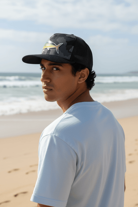 Get Tight Gear Black Camo Hat (with Fish Patch Options) - Get Tight Gear