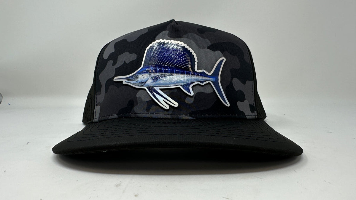 Get Tight Gear Black Camo Hat (with Fish Patch Options) - Get Tight Gear