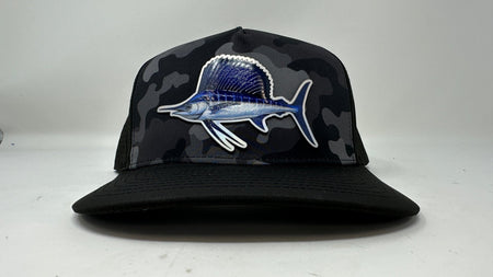 Get Tight Gear Black Camo Hat (with Fish Patch Options) - Get Tight Gear