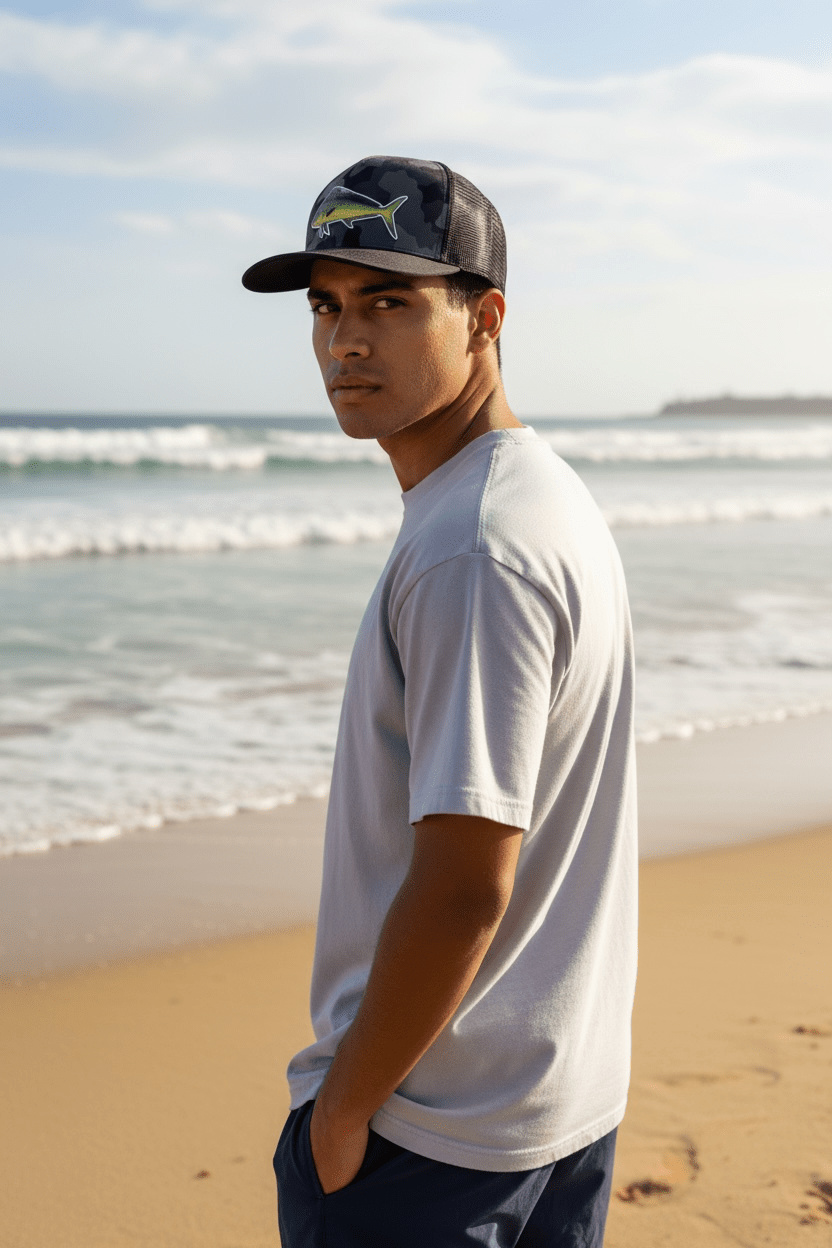 Get Tight Gear Black Camo Hat (with Fish Patch Options) - Get Tight Gear