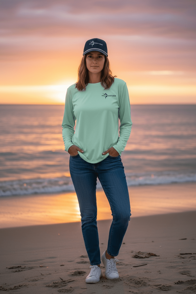 Get Tight Gear™ Florida Spiny Lobster Long Sleeve Performance Shirt – Seafoam (Unisex S–4XL) - Get Tight Gear