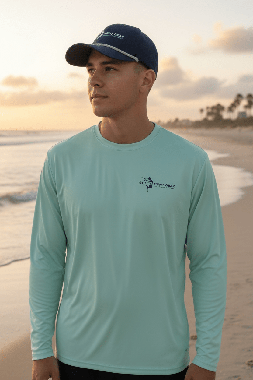 Get Tight Gear™ Florida Spiny Lobster Long Sleeve Performance Shirt – Seafoam (Unisex S–4XL) - Get Tight Gear