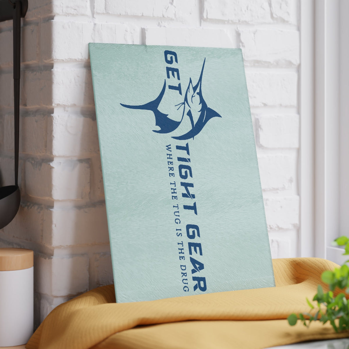 Get Tight Gear Glass Cutting Board - Get Tight Gear, Kitchen Décor, Gift for Fisherman, Cooking Slice Board, Nautical Home Decor - Get Tight Gear