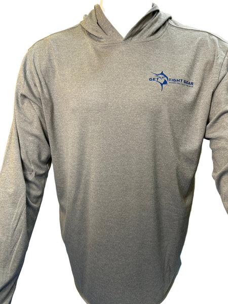 Get Tight Gear™ Performance Long Sleeve Hooded Shirt – Heather Grey (Adult Unisex S–4XL) - Get Tight Gear