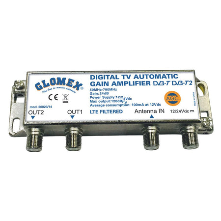 Glomex Auto Gain Control Amp - 12/24VDC f/2 TV Outputs - Get Tight Gear