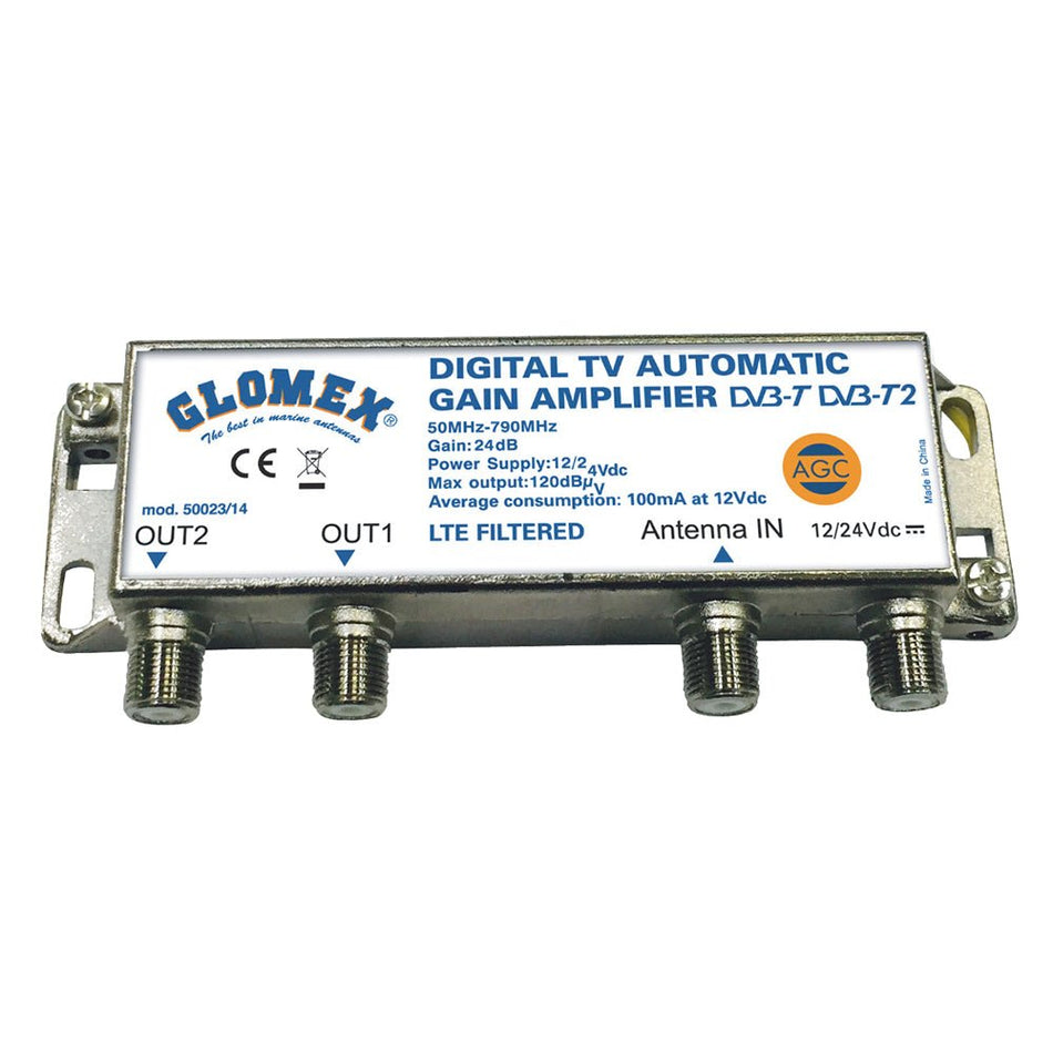 Glomex Auto Gain Control Amp - 12/24VDC f/2 TV Outputs - Get Tight Gear