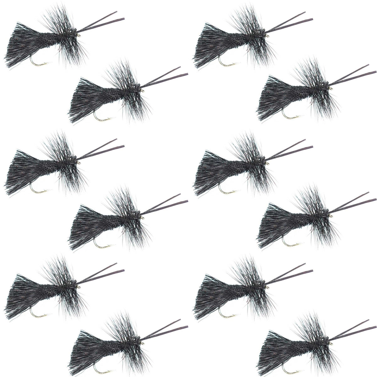 Goddard Caddis Black Dry Fly - 12 Flies Hook Size 12 - Get Tight Gear