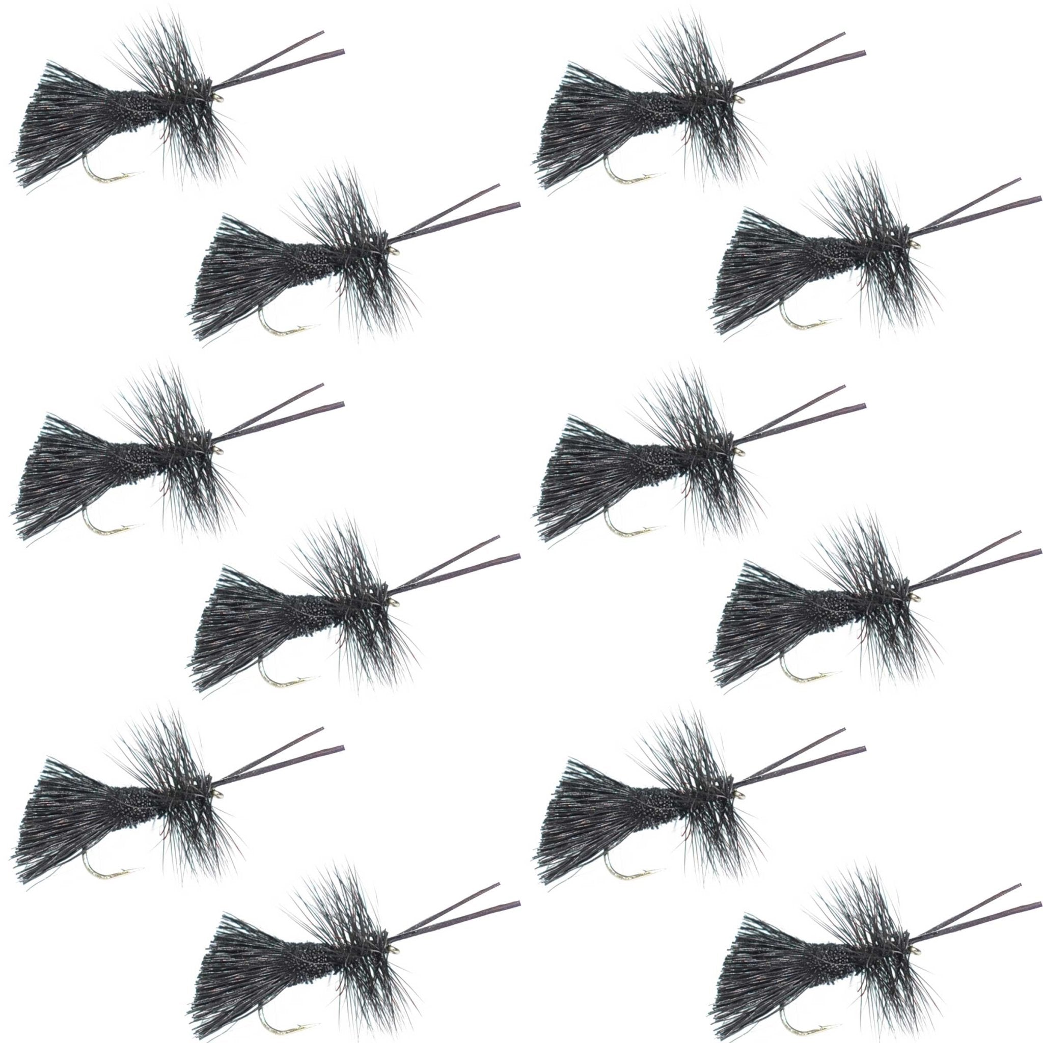 Goddard Caddis Black Dry Fly - 12 Flies Hook Size 12 - Get Tight Gear