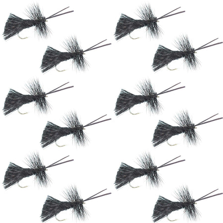 Goddard Caddis Black Dry Fly - 12 Flies Hook Size 12 - Get Tight Gear