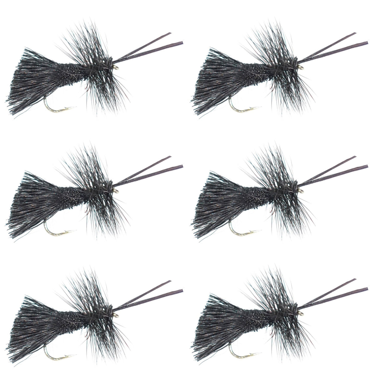 Goddard Caddis Black Dry Fly - 6 Flies Hook Size 12 - Get Tight Gear