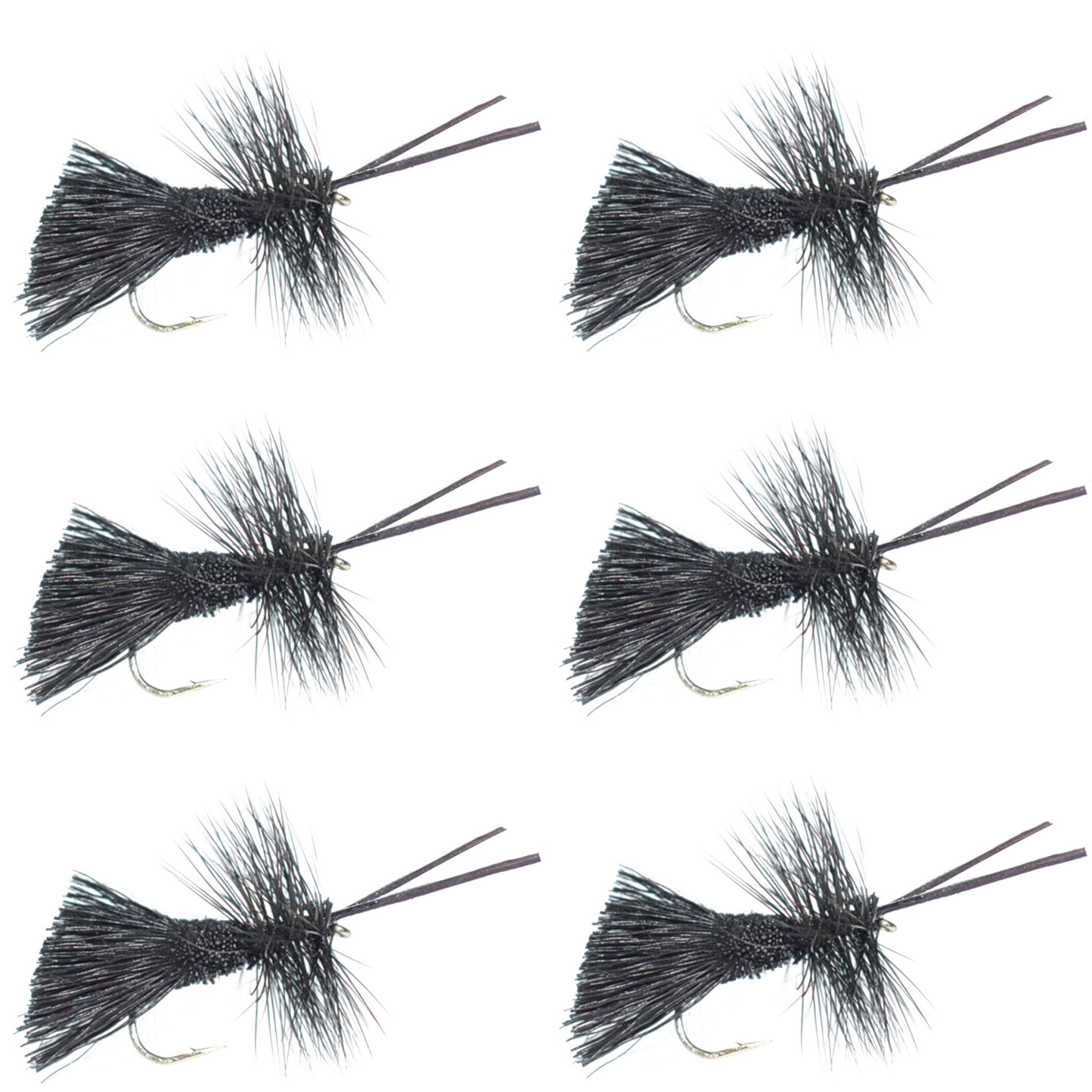 Goddard Caddis Black Dry Fly - 6 Flies Hook Size 12 - Get Tight Gear