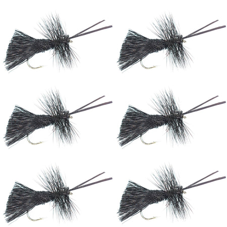 Goddard Caddis Black Dry Fly - 6 Flies Hook Size 12 - Get Tight Gear