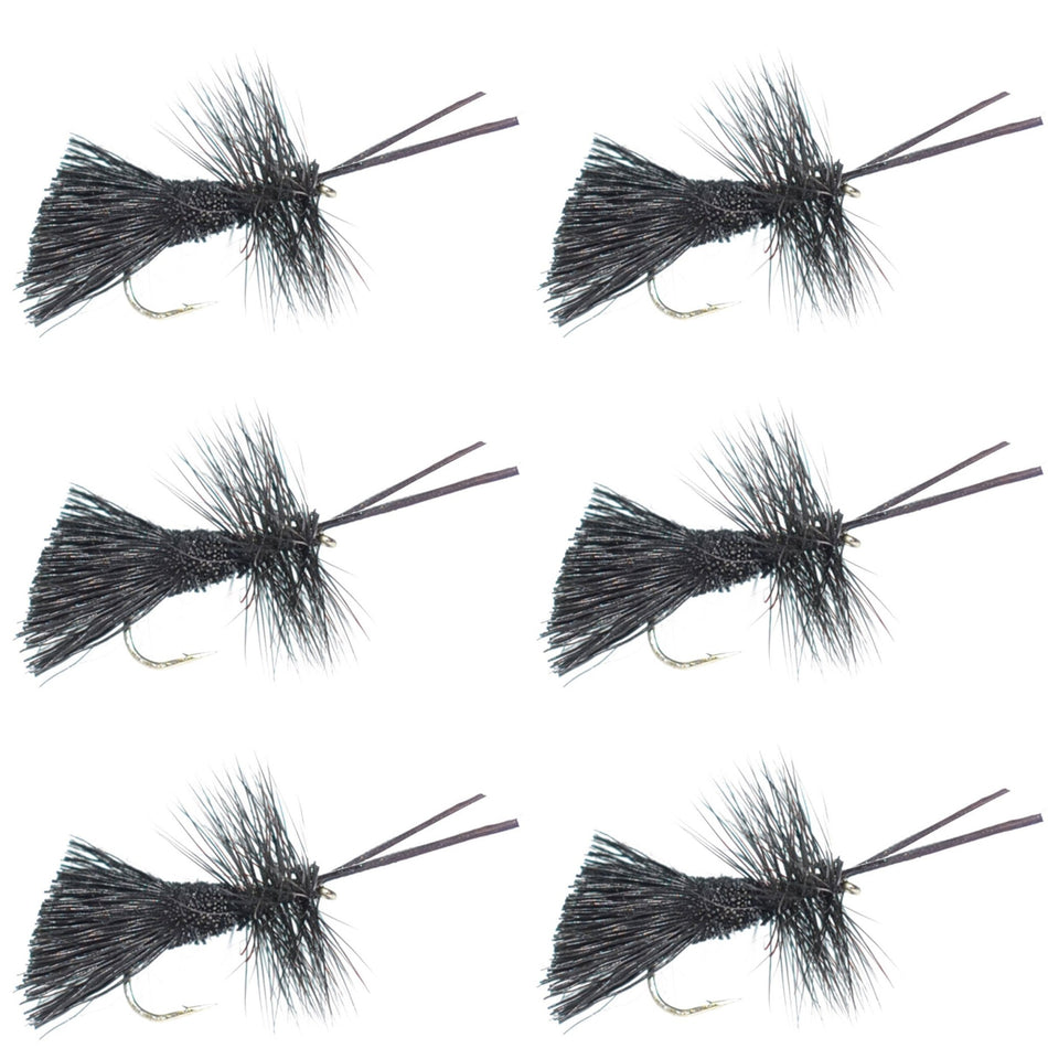 Goddard Caddis Black Dry Fly - 6 Flies Hook Size 12 - Get Tight Gear