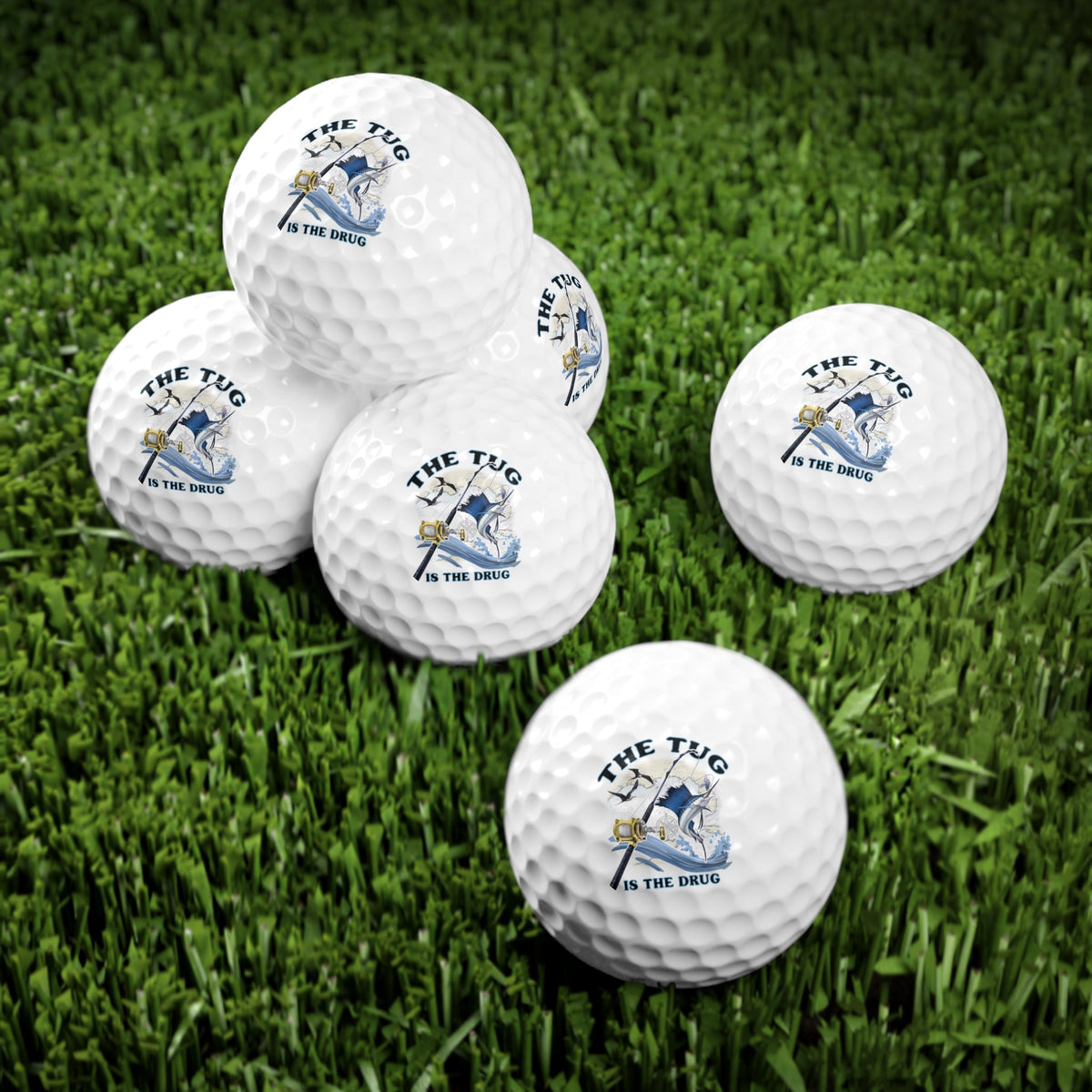 Golf Balls Set - 6pcs with 'The Tug is the Drug™' Design - Get Tight Gear