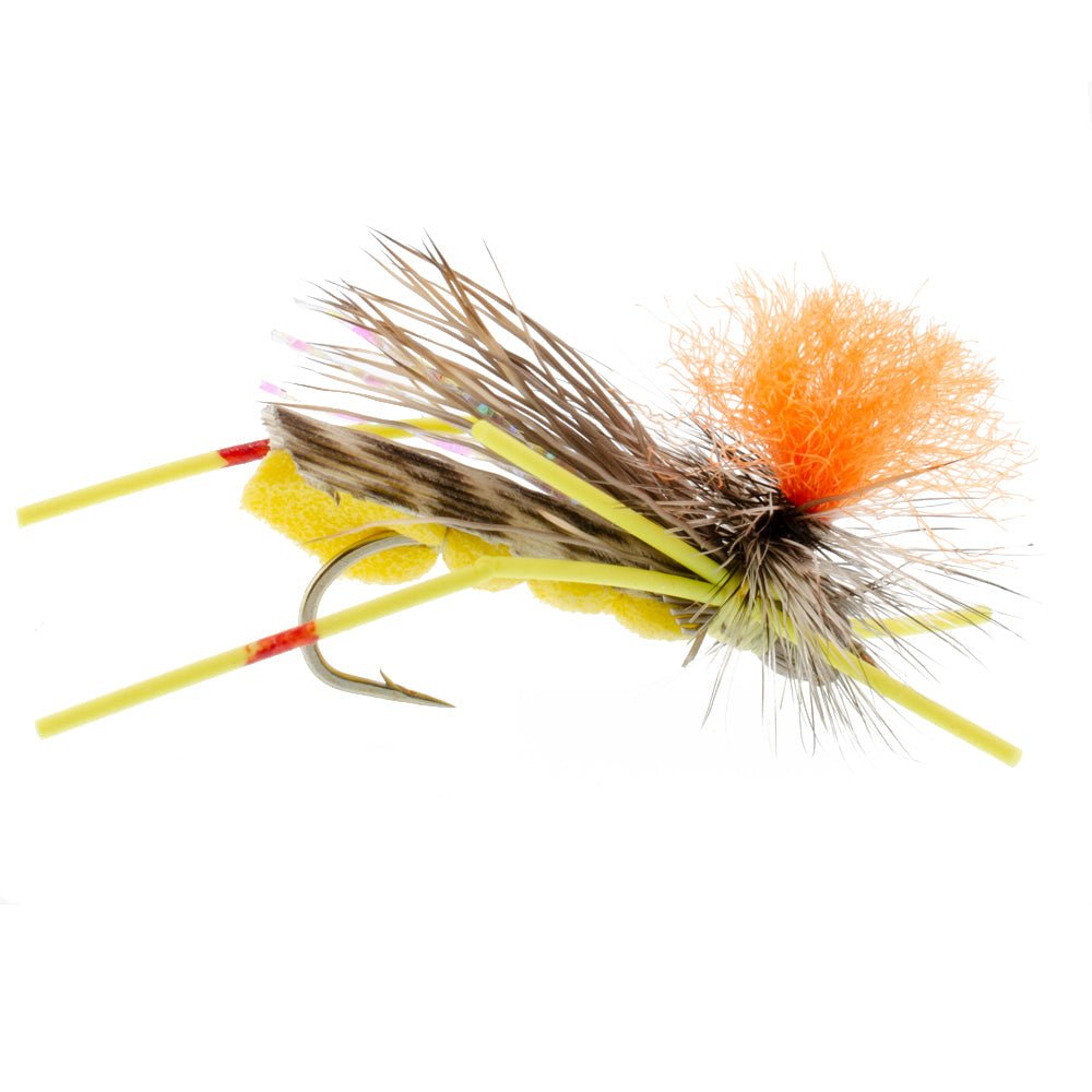 Grasshopper Trout Flies Fishing Flies Assortment Dropper Hopper Foam Body - 9 Flies 3 Patterns Hook Size 10 - Get Tight Gear