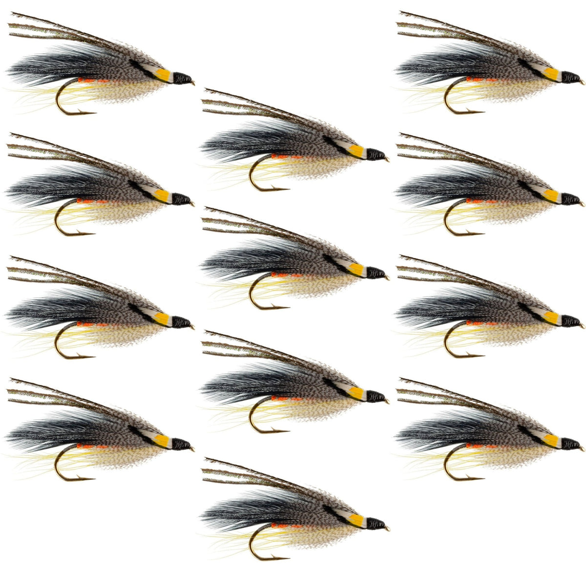 Gray Ghost Classic Streamer Flies - Set of 12 - Hook Size 4 - Get Tight Gear