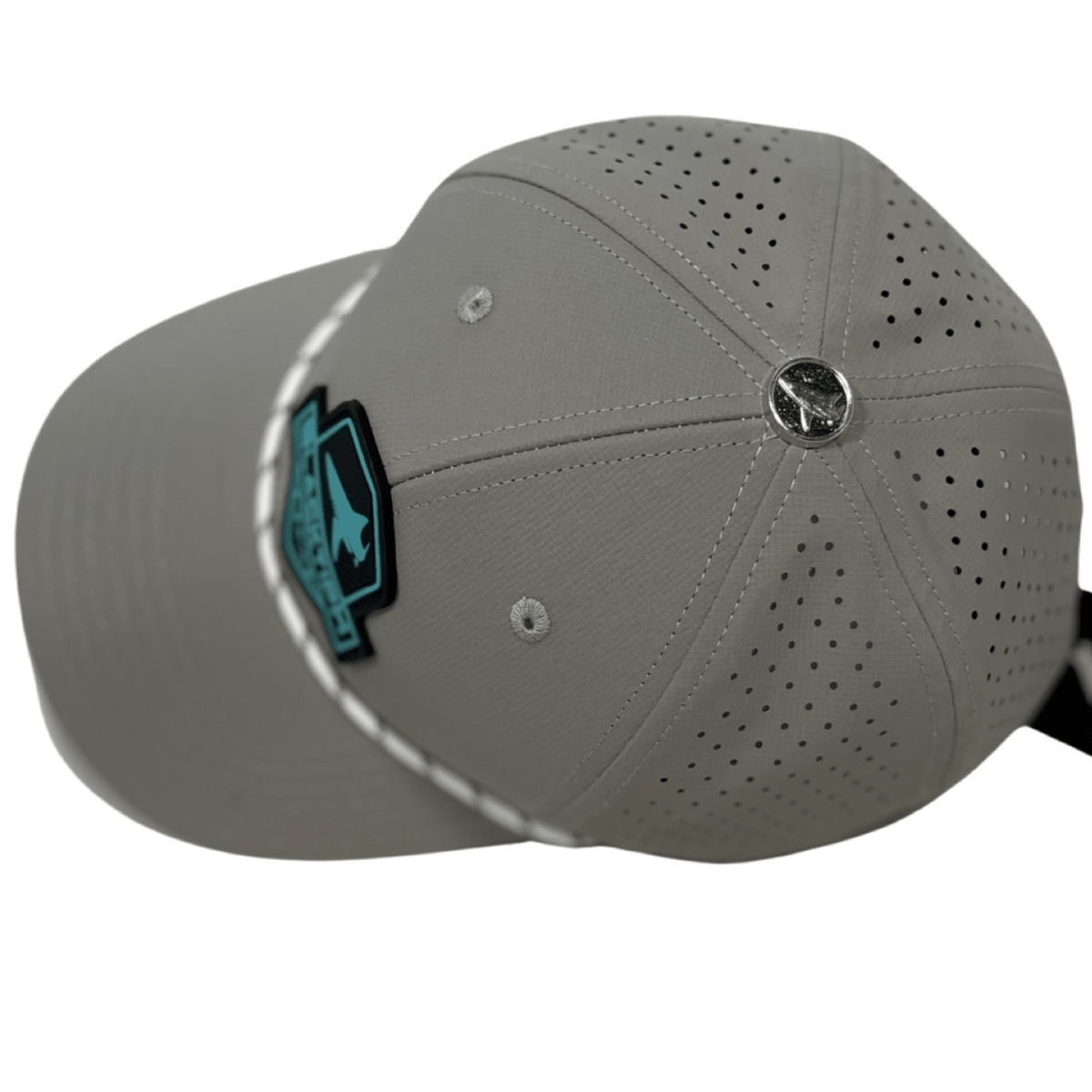 Grey Turquoise PVC Performance Snapback Hat - Get Tight Gear
