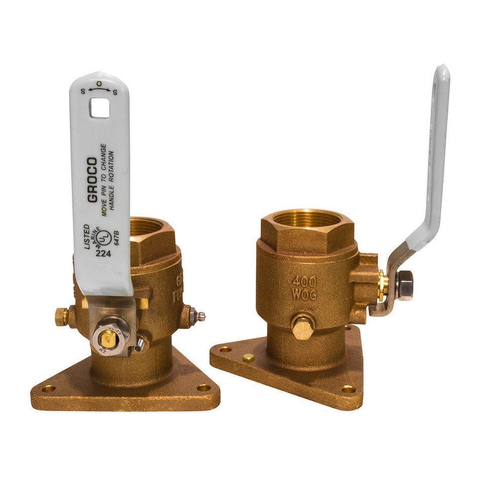 GROCO 1 - 1/2" Bronze Tri - Flanged Ball Valve/Seacock - Get Tight Gear