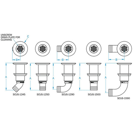 GROCO 1 - 1/2" Hose Barb Stainless Straight Deck Drain - Get Tight Gear