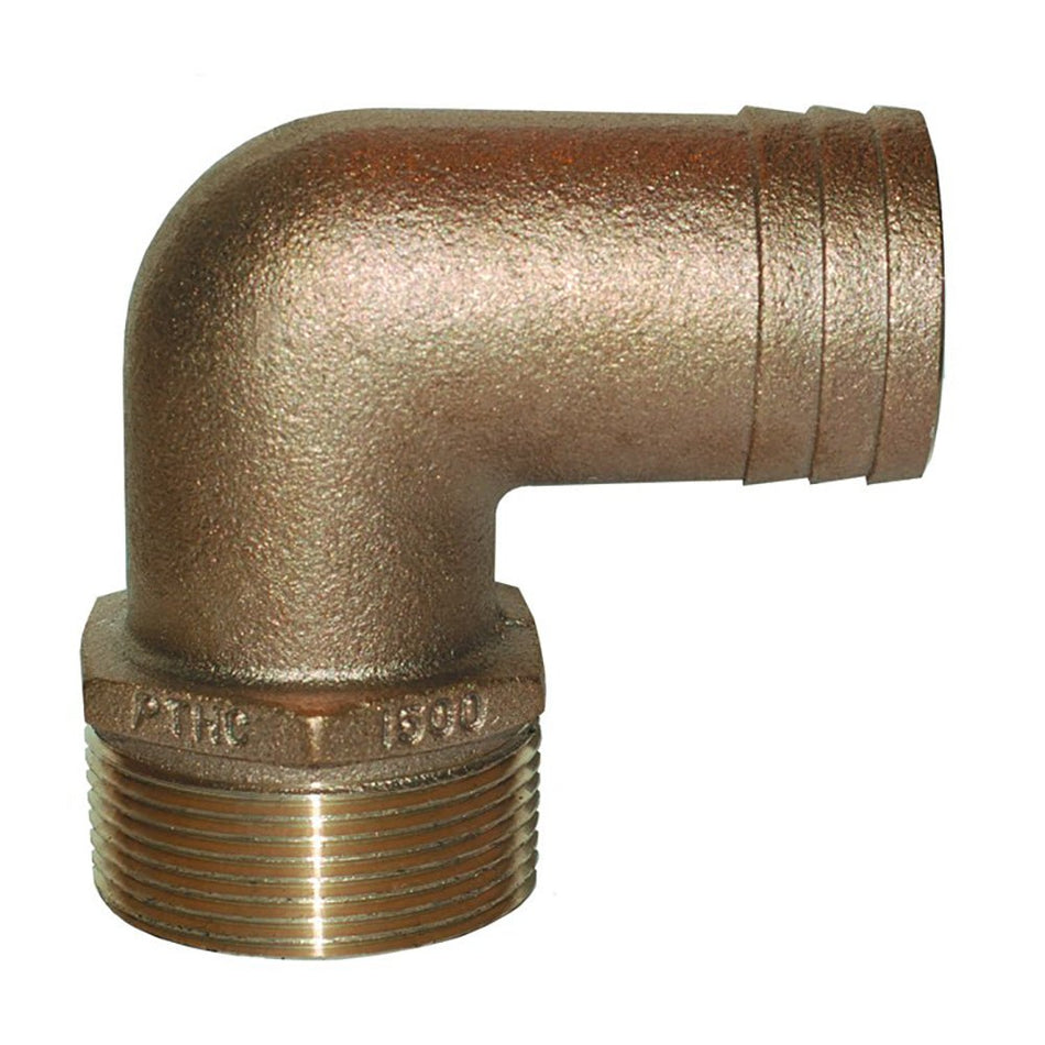 GROCO 1 - 1/2" NPT x 1 - 1/2" ID Bronze 90 Degree Pipe to Hose Fitting Standard Flow Elbow - Get Tight Gear