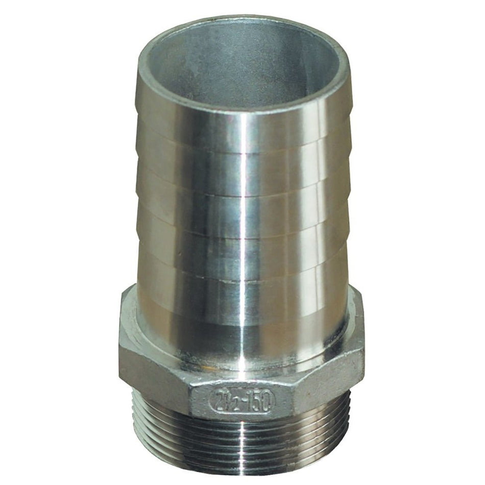 GROCO 1 - 1/2"" NPT x 1 - 1/2" ID Stainless Steel Pipe to Hose Straight Fitting - Get Tight Gear