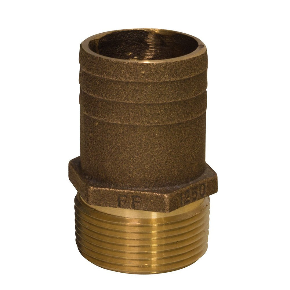 GROCO 1" NPT x 1 - 1/4" Bronze Full Flow Pipe to Hose Straight Fitting - Get Tight Gear