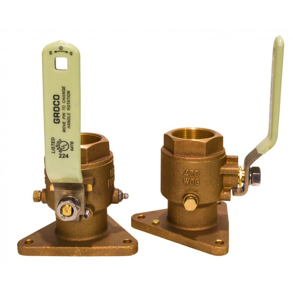 GROCO 2 - 1/2" Bronze Tri - Flanged Ball Valve/Seacock - Get Tight Gear
