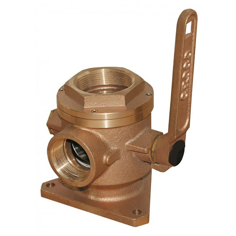 GROCO 4" Bronze Flanged Seacock & Adaptor w/3" NPT Side Port - Get Tight Gear