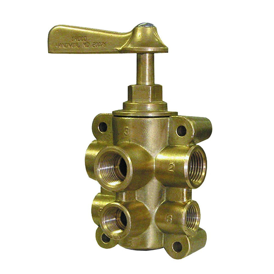GROCO 6 - Port NPT Bronze Fuel Valve 1/2" Main - 3/8" Return - Get Tight Gear