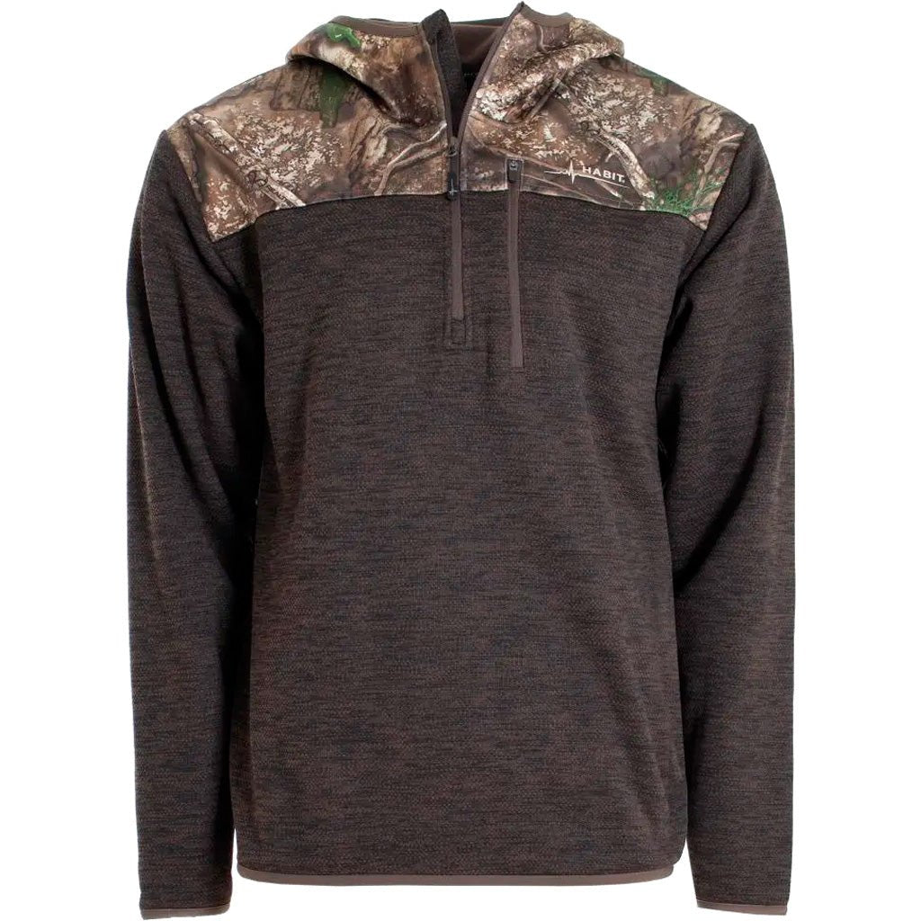 Habit Men's 1/4 Zip Hooded Fleece Pullover M - Realtree APX / Turkish Coffee - Get Tight Gear