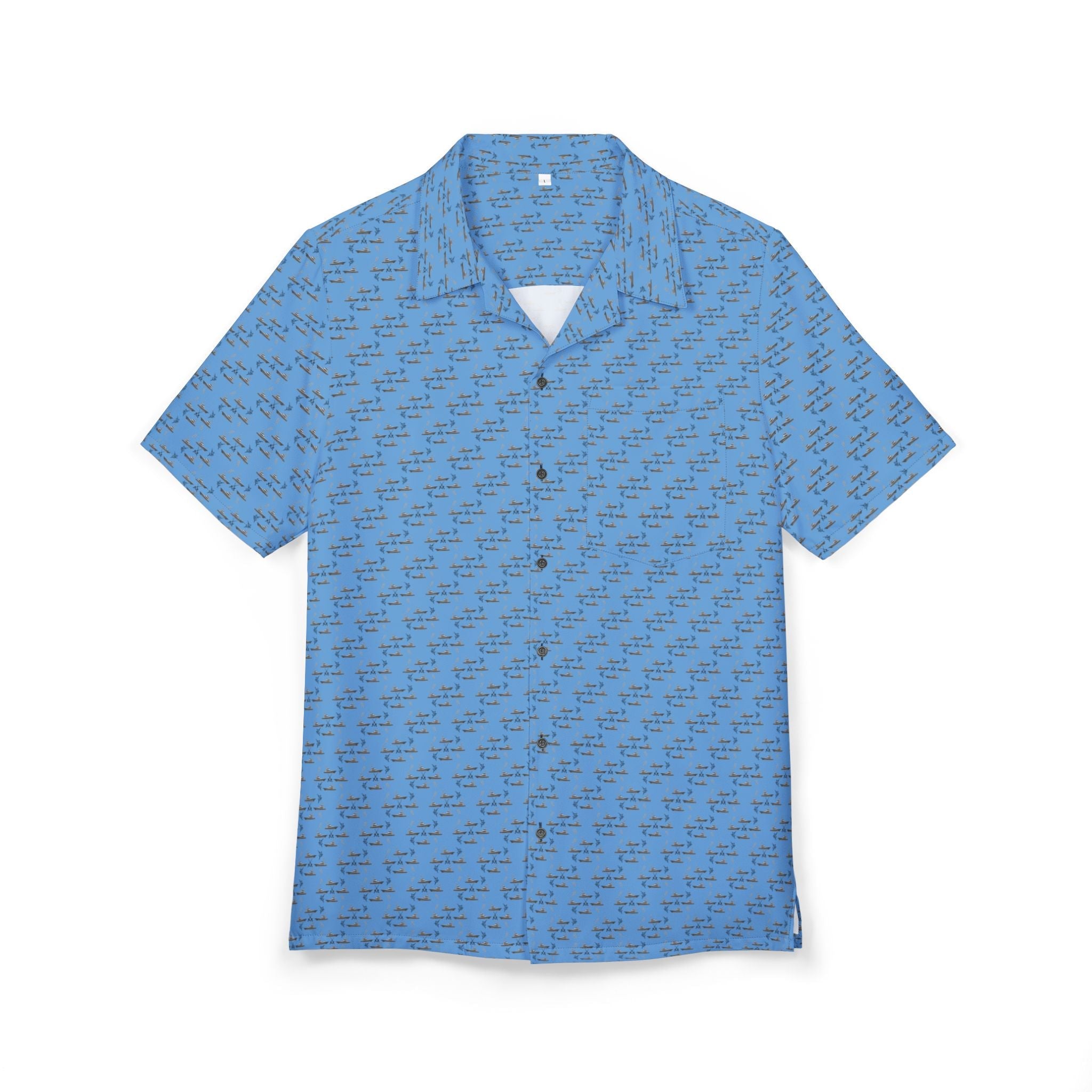 Hawaiian Fishing Shirt - Sportfish Design - Light Blue - Get Tight Gear