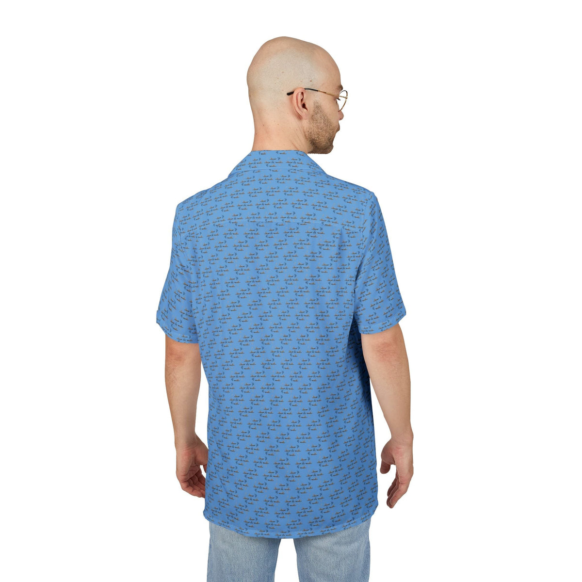 Hawaiian Fishing Shirt - Sportfish Design - Light Blue - Get Tight Gear