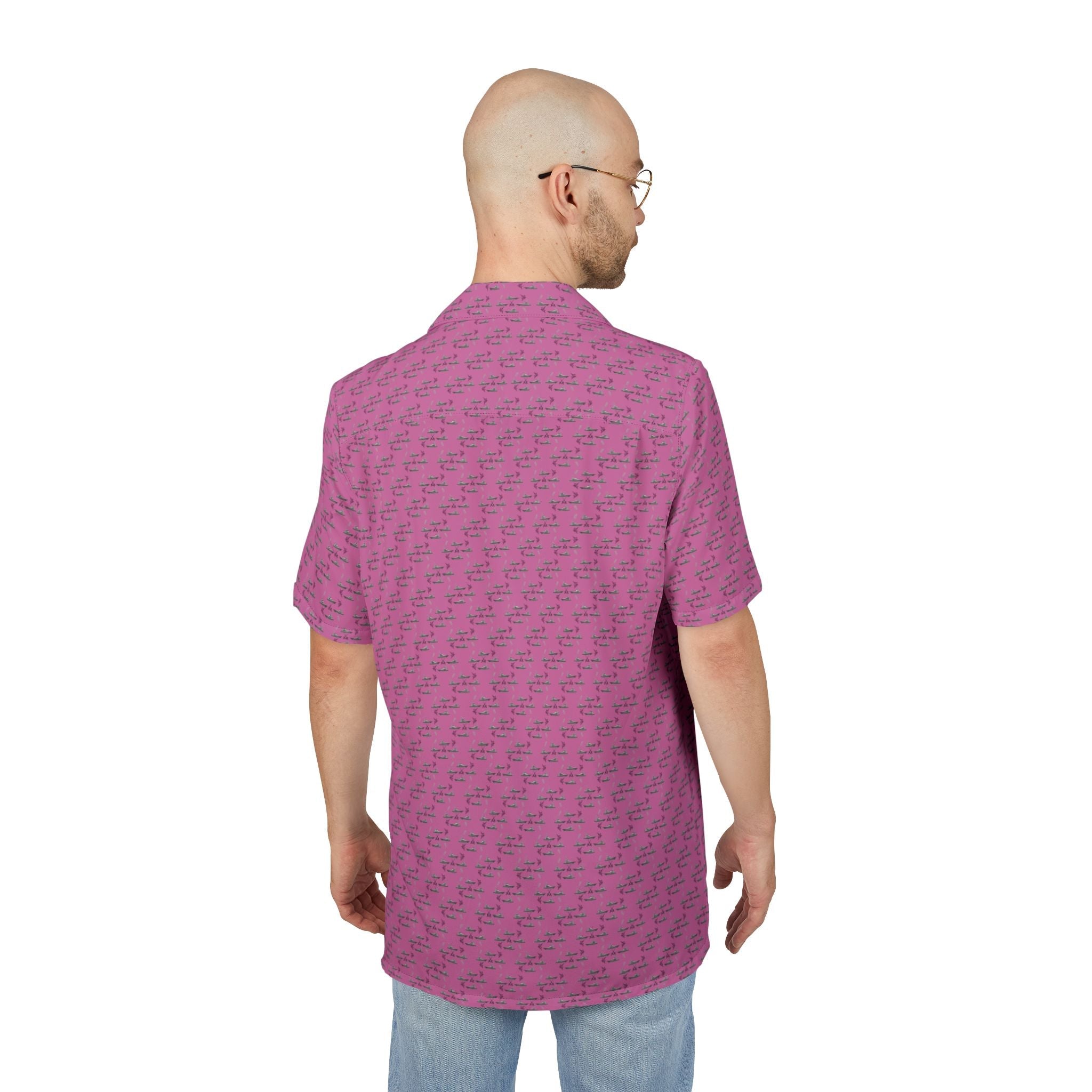 Hawaiian Fishing Shirt - Sportfish Design - Light Pink - Get Tight Gear